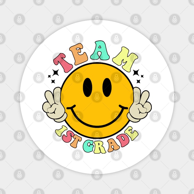 Team First Grade Smiley Magnet by LEMOUS TEES